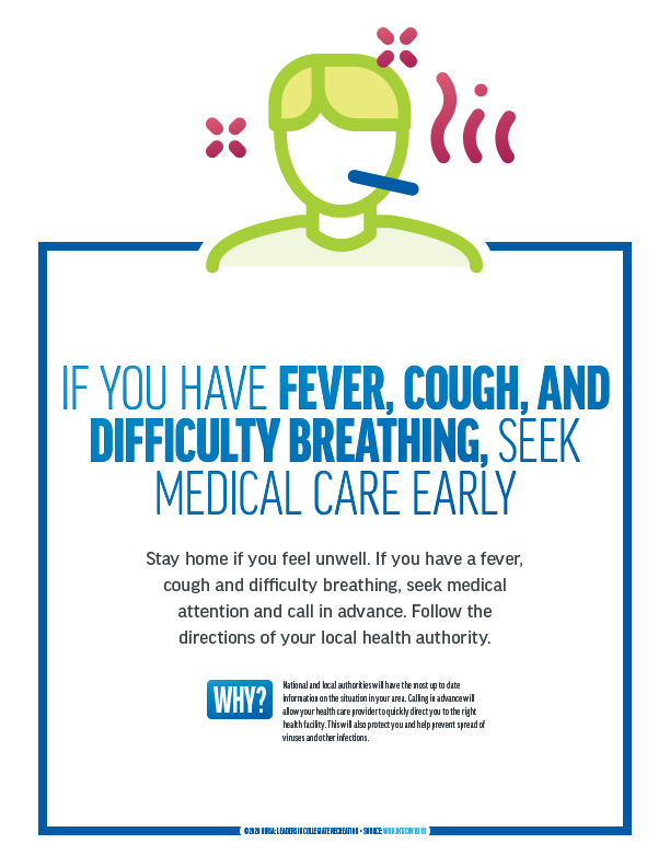 If you have fever, Cough, and difficulty breathing, seek medical care early