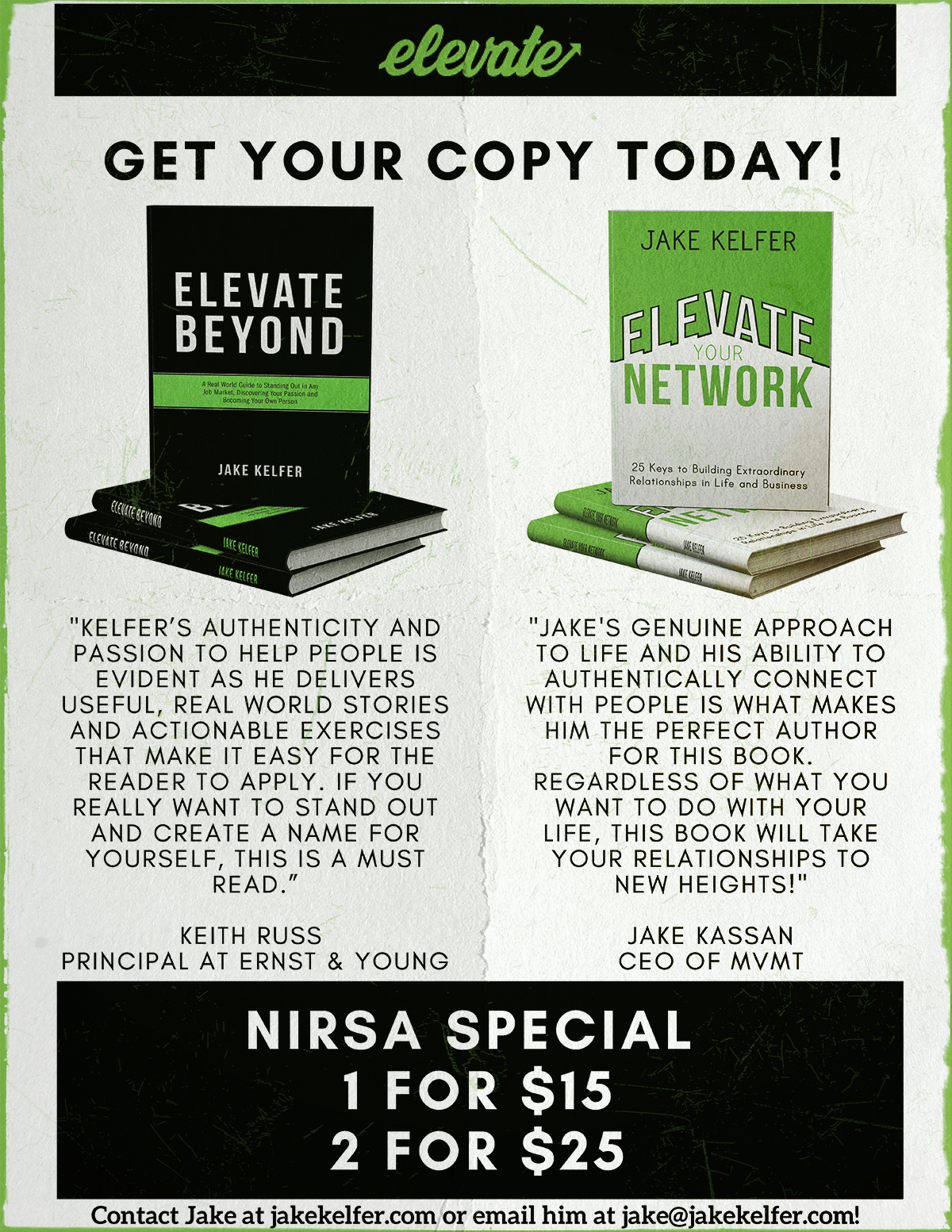 Elevate NIRSA Special: 1 for $15, 2 for $25