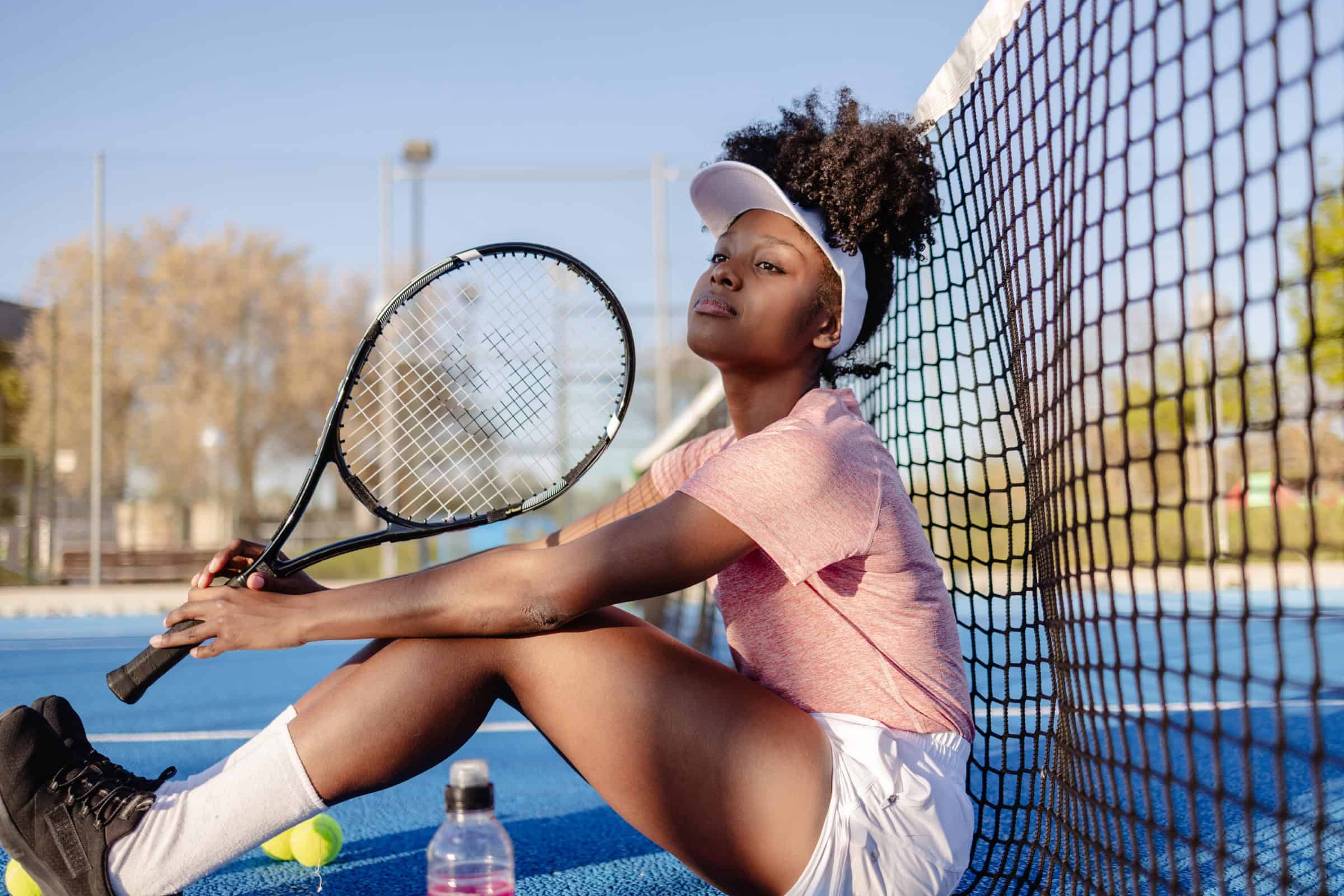 Person sitting during a tennis match