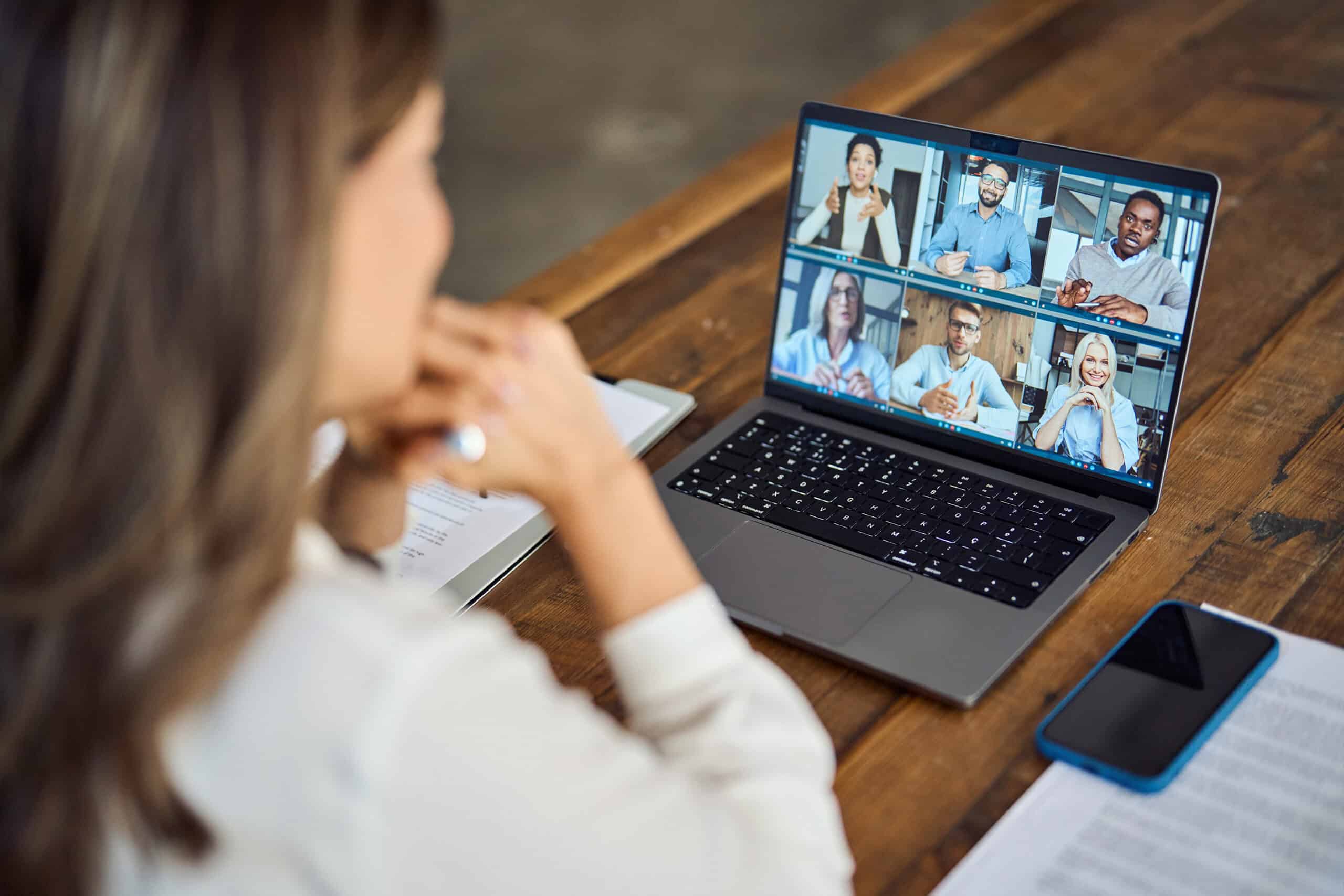 Person having a virtual meeting