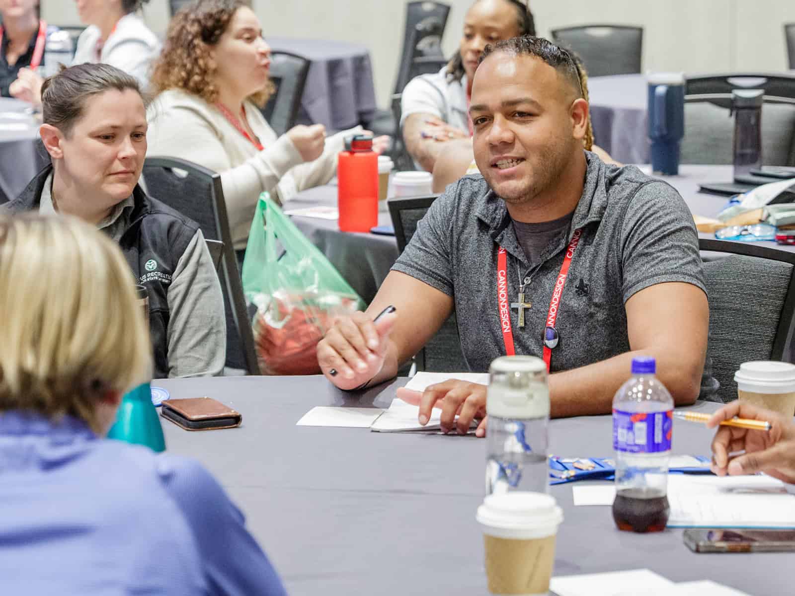 People sitting a workshopping table at a NIRSA event