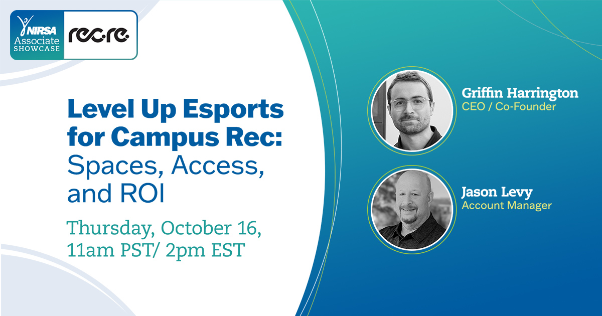 Level Up Esports for Campus Rec: Spaces, Access, and ROI, a free webinar on October 16
